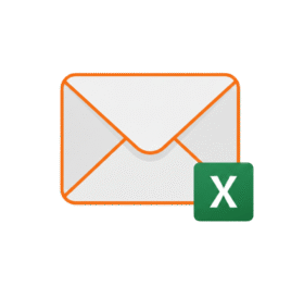 Ein Briefumschlag-Symbol mit einem grünen Microsoft Excel-Logo im Vordergrund, das den Versand einer Excel-Datei per E-Mail symbolisiert.